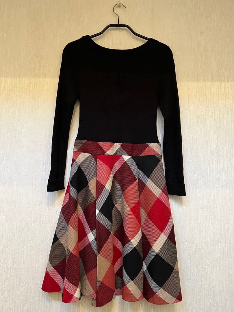 BURBERRY BLUE LABEL ニット×チェック柄ワンピース サイズ38