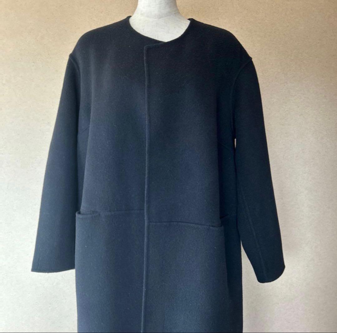 【美品】ミューズドゥーズィエムクラス　ノーカラーリバーロングコート36
