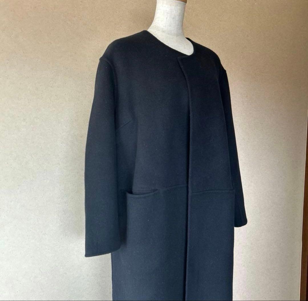 【美品】ミューズドゥーズィエムクラス　ノーカラーリバーロングコート36