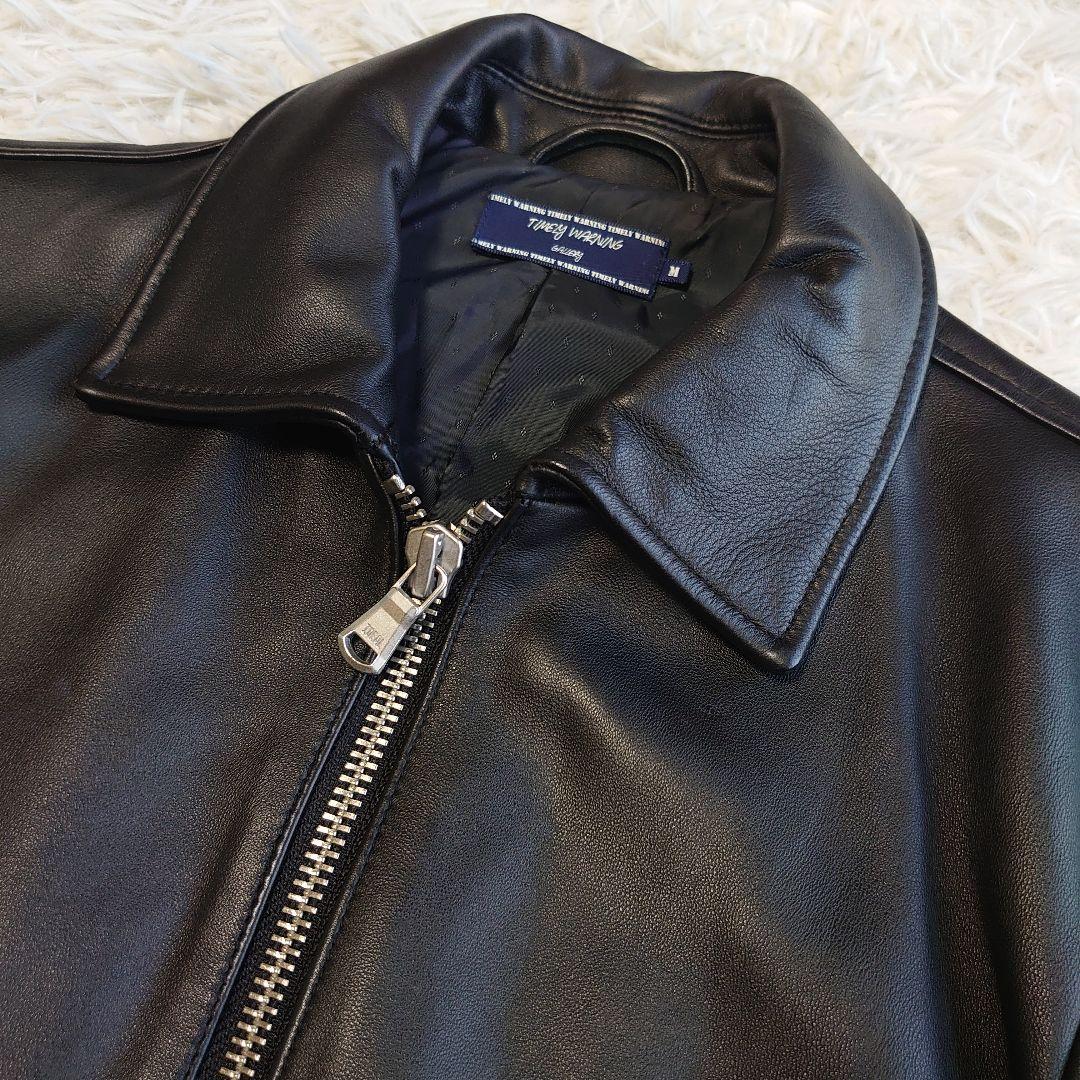 【未使用級】タイムリーワーニング 羊革 シングルライダース ジャケット M