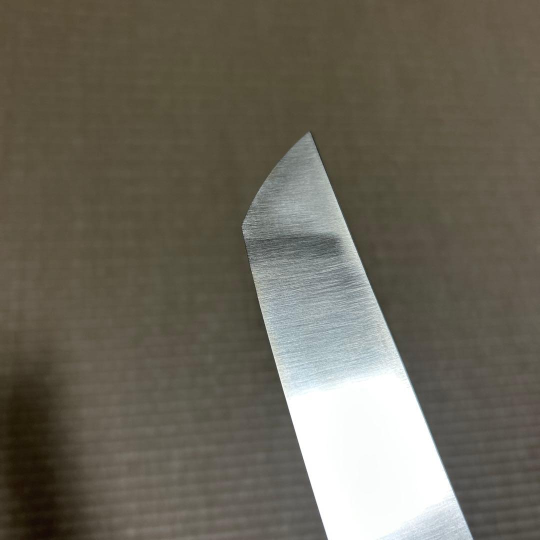 鏡面　尺三　先丸　柳刃　包丁　和包丁　本焼　V金10号　黒檀黒水牛八角柄　鬼反り