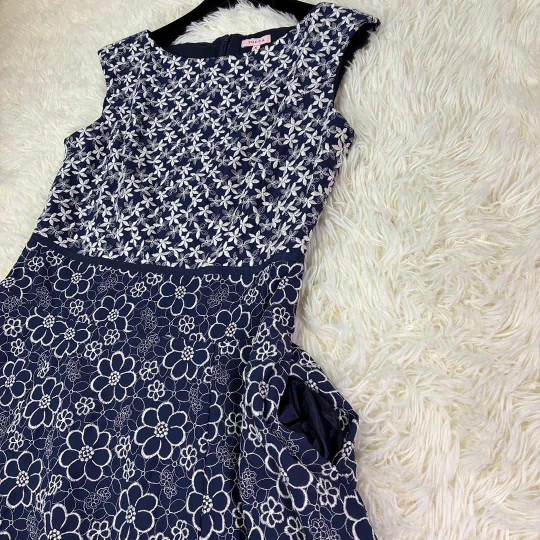 トッカ ワンピース Aライン MELLOW メロウ 刺繍 ネイビー ネイビー 6