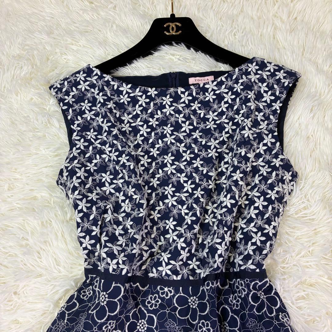 トッカ ワンピース Aライン MELLOW メロウ 刺繍 ネイビー ネイビー 6