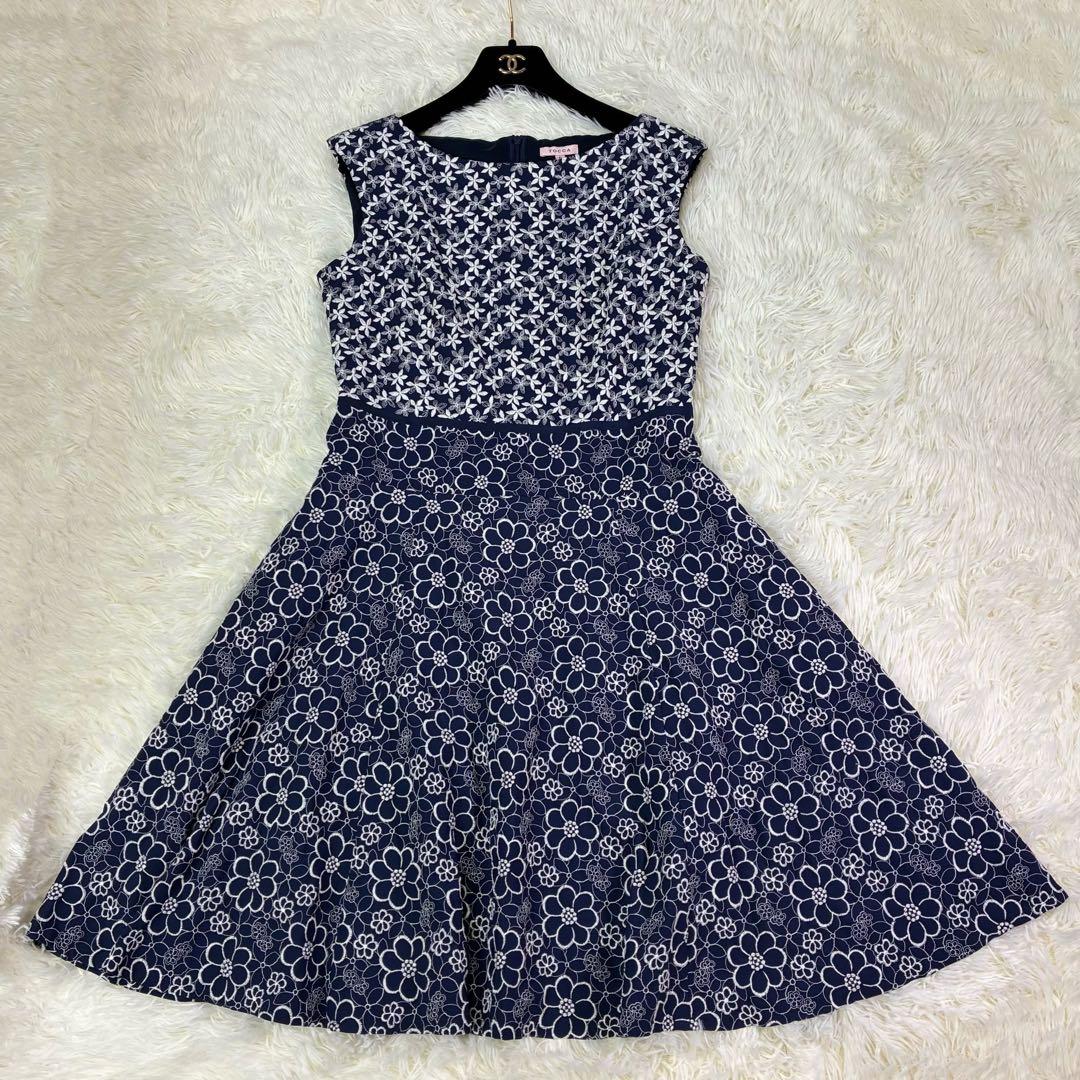 トッカ ワンピース Aライン MELLOW メロウ 刺繍 ネイビー ネイビー 6