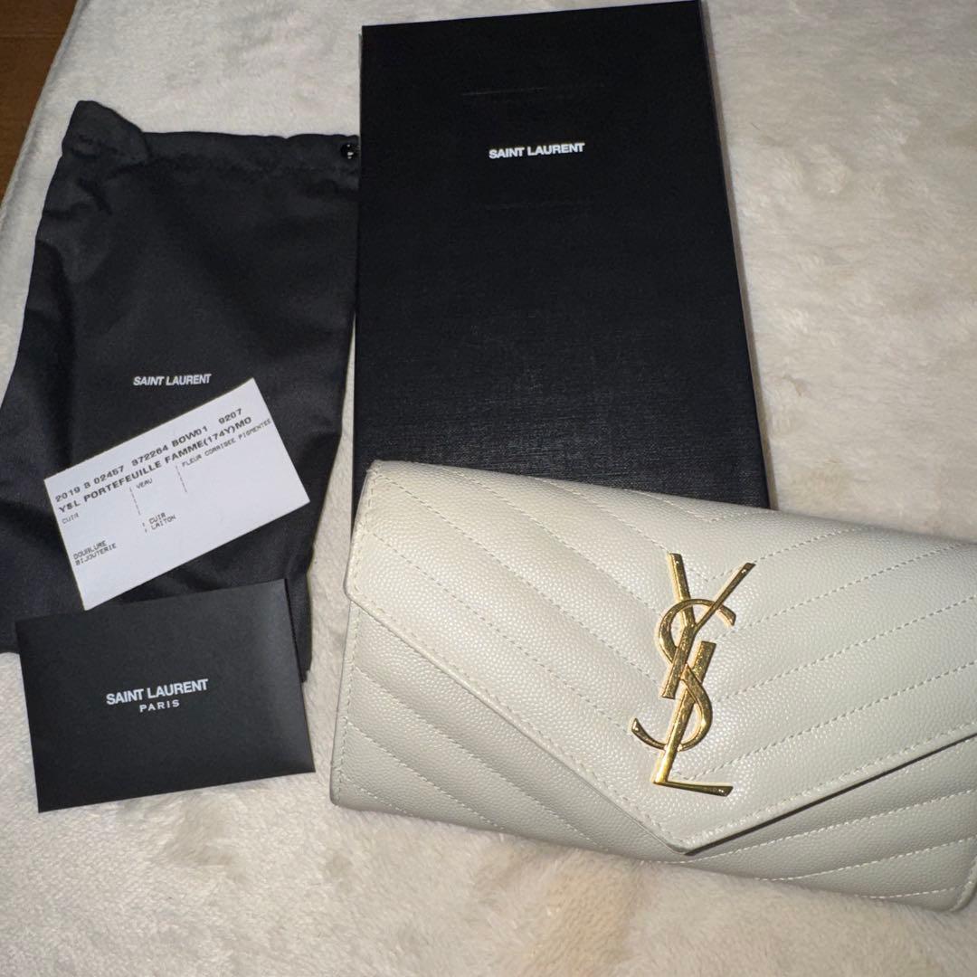 値引き！YSL ホワイト キルティング 長財布