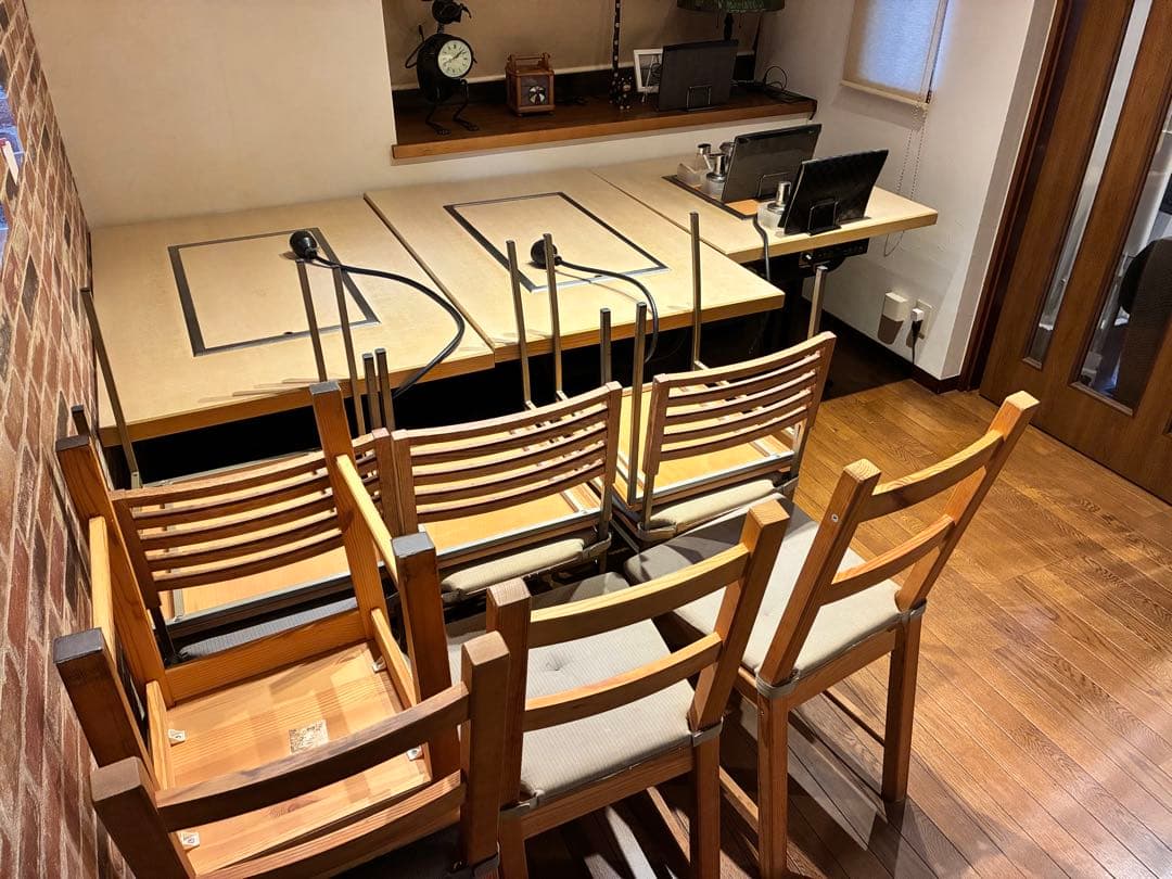 直接引き取り】鉄板テーブル3台、椅子セット(お好み焼き)