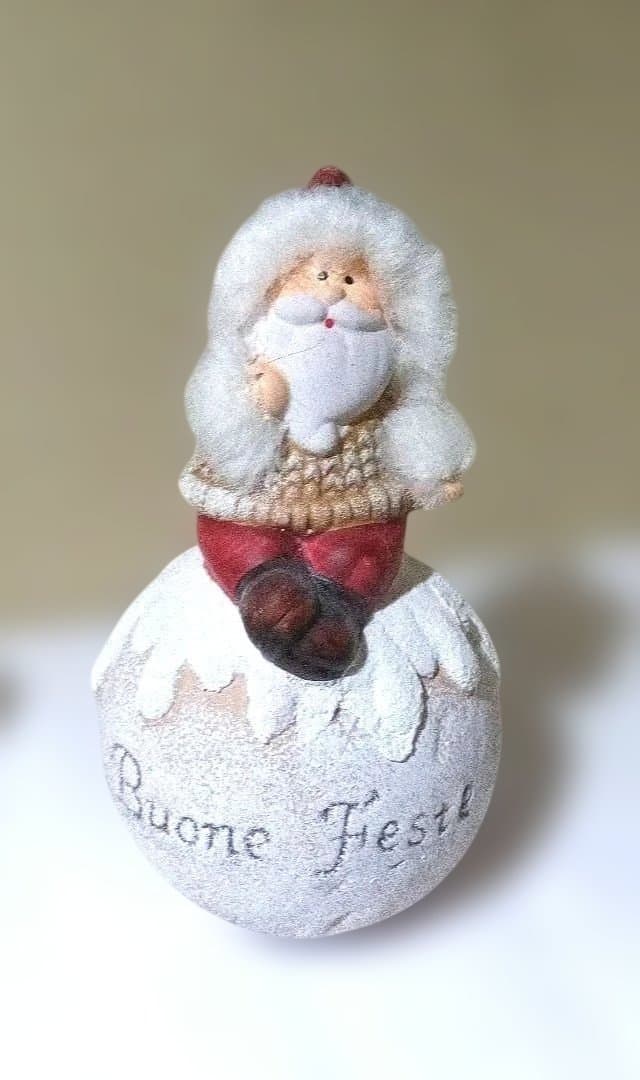 アンティーク風】【Buone Feste】 フワフワサンタ 陶器置物4セット