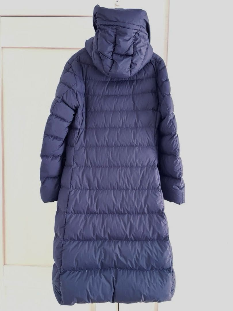 【美品】★ ユニクロ +J ダウンコート ロング丈 M ネイビー/収納袋付き