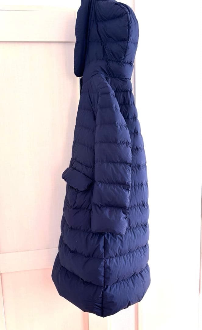 【美品】★ ユニクロ +J ダウンコート ロング丈 M ネイビー/収納袋付き
