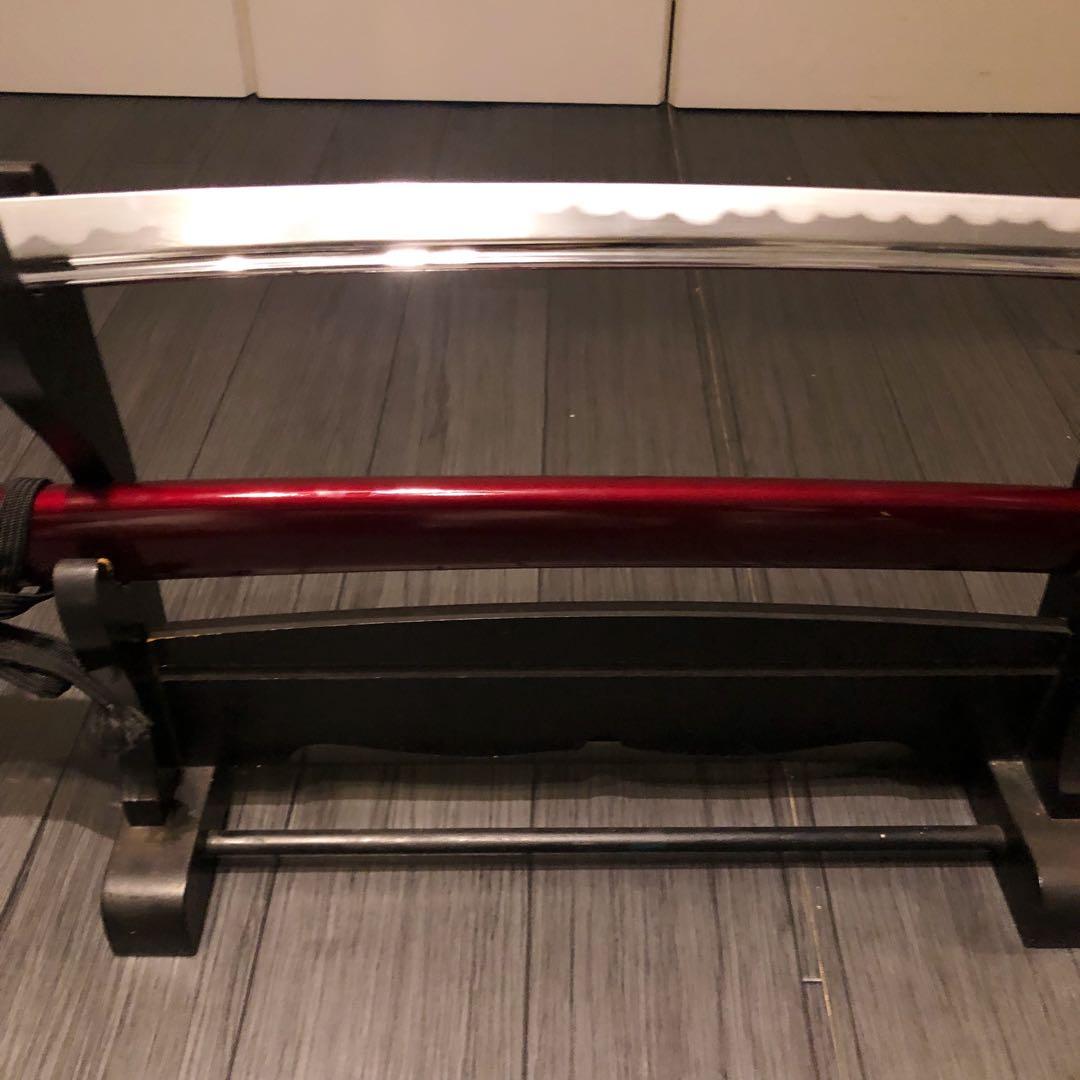 高級模造刀　居合刀　樋入刀身　朱拵え　合金刀身