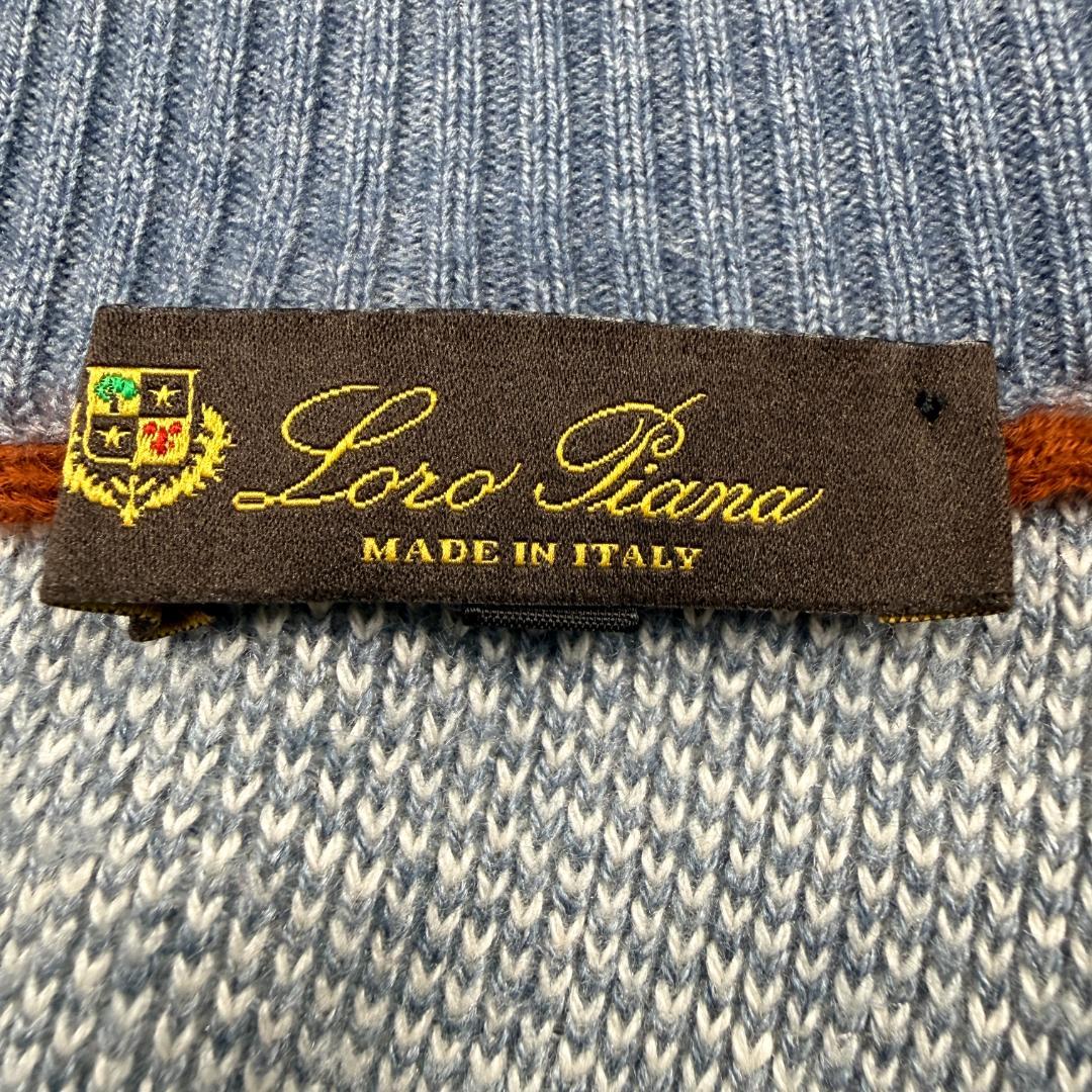 ロロピアーナ ニット カシミア シルク ブルー ドライバーズニット Lサイズ