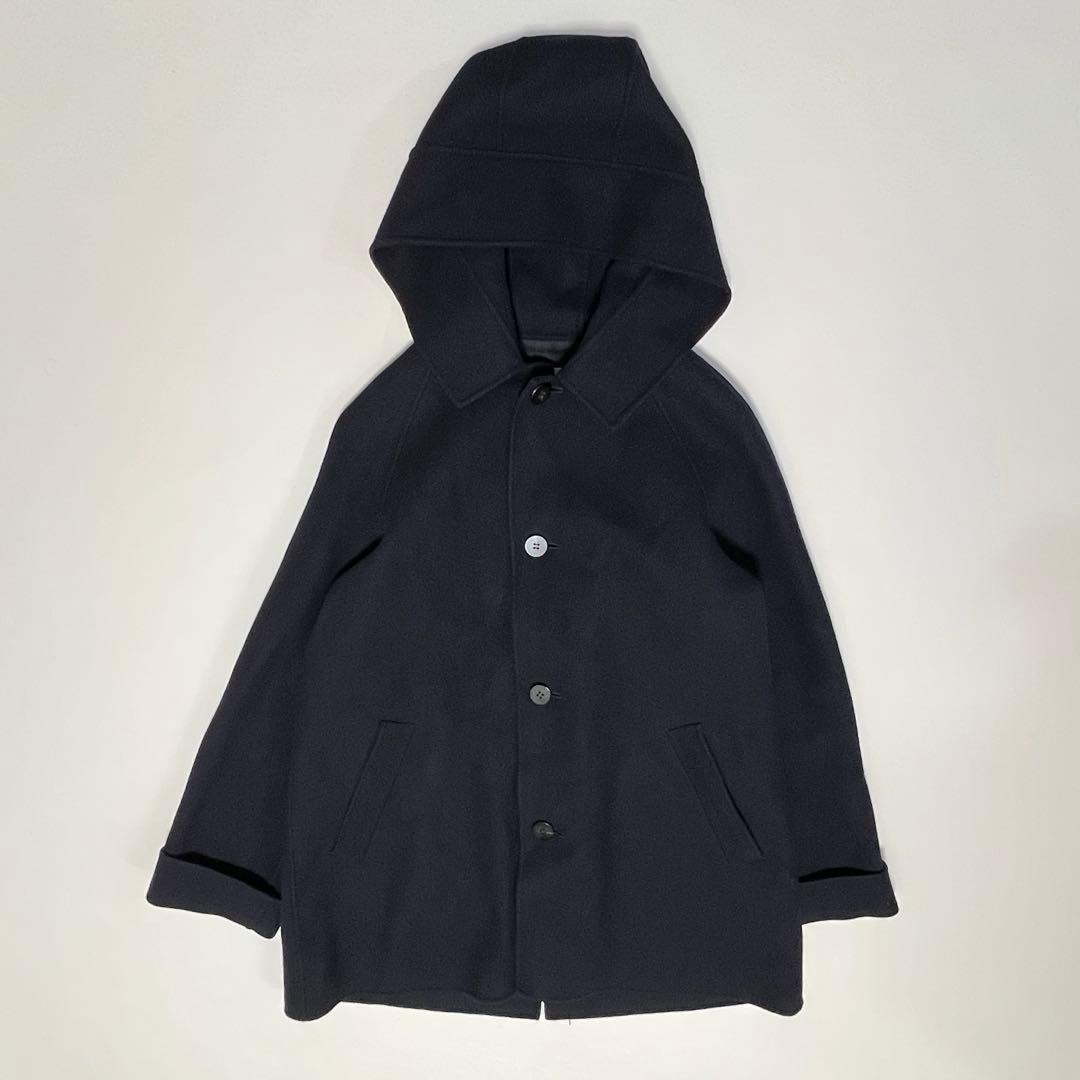 美品✨GALERIE VIE ライトメルトン フーデッドコート カシミヤ混 紺