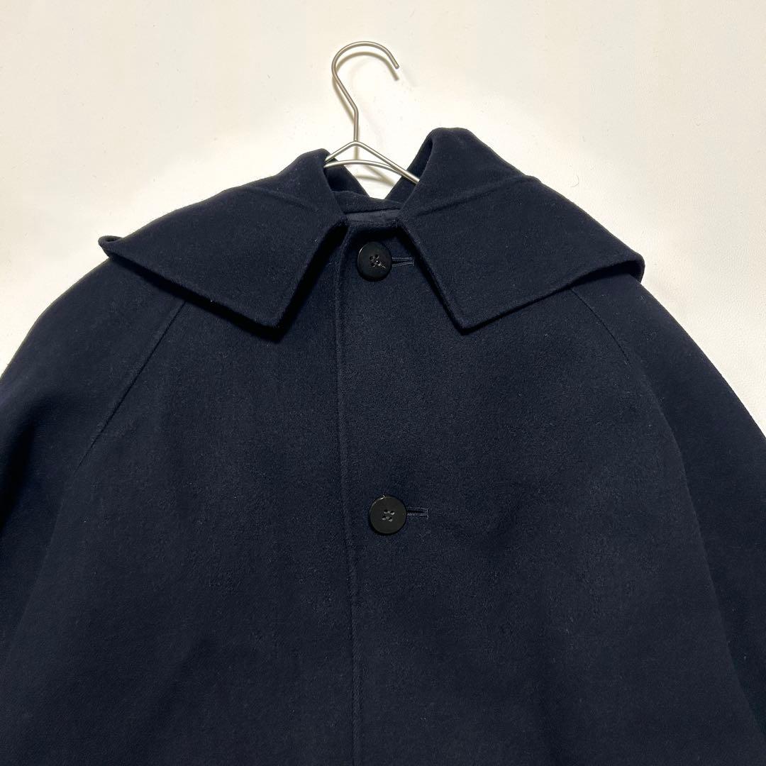 美品✨GALERIE VIE ライトメルトン フーデッドコート カシミヤ混 紺