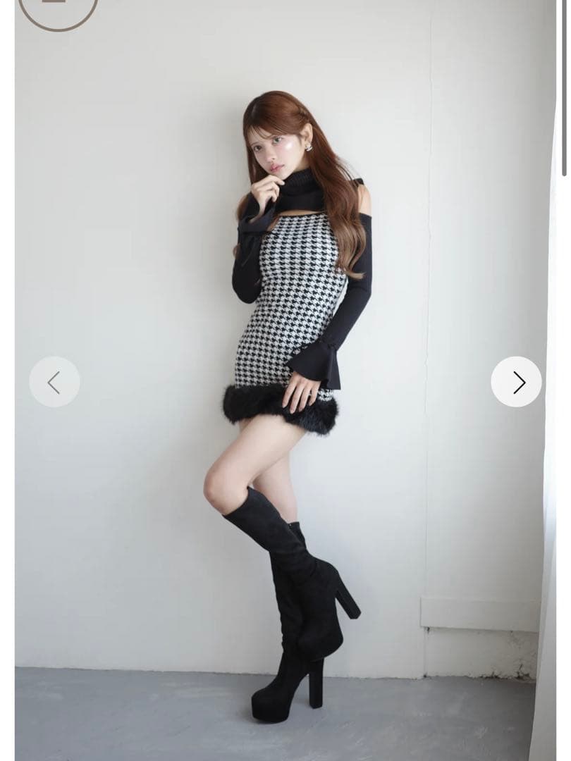 Randy 2wayハウンドトゥースファーミニワンピース オンライン