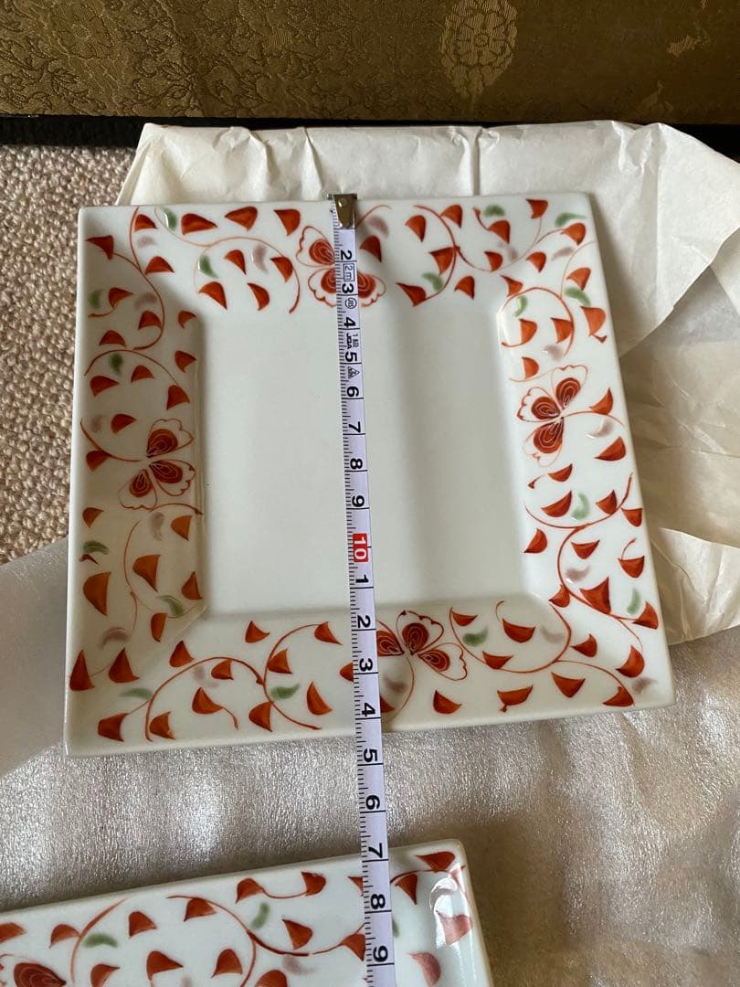 九谷焼　色絵遊窯　素敵な角皿　4枚