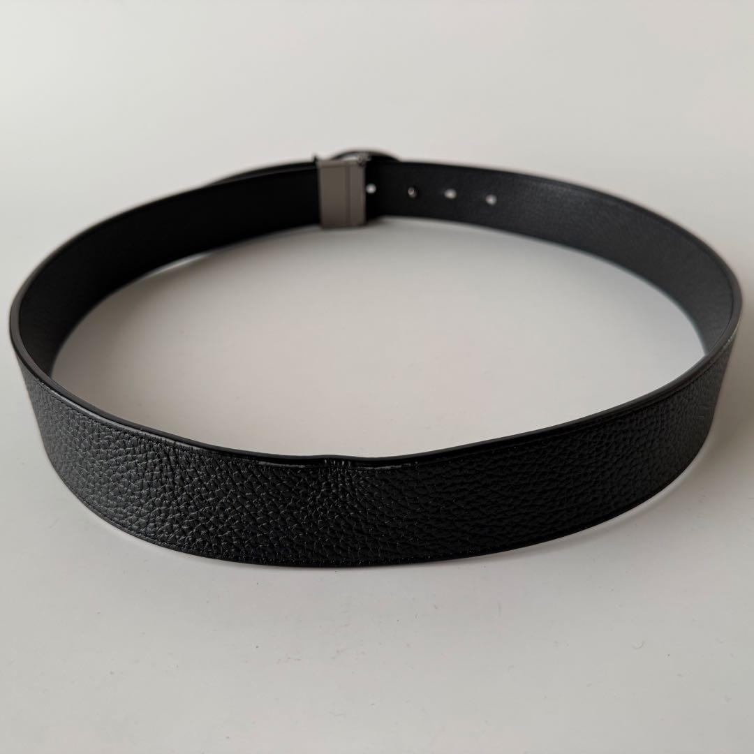 極美品】コーチ シグネチャー リバーシブル ベルト メンズ シボ革 黒