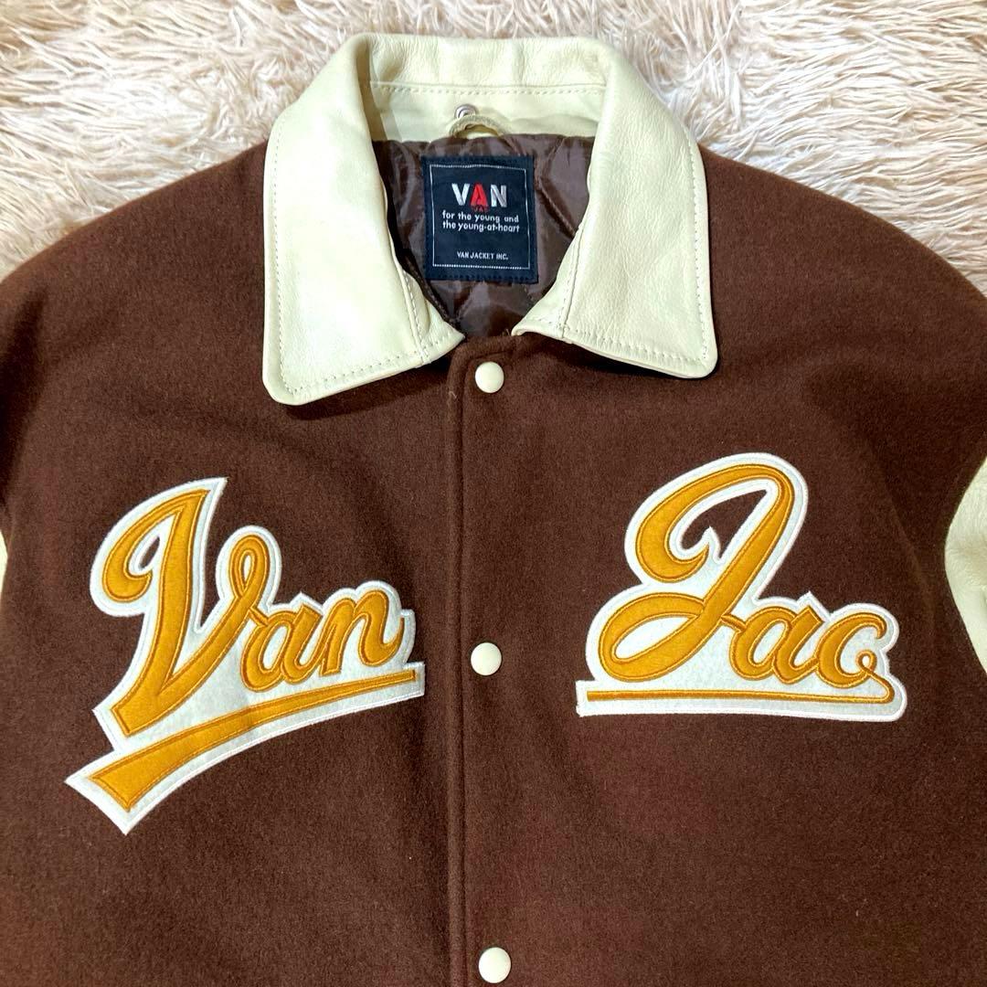 【良品】 VAN JACKET L相当　ウール スタジャン／袖牛革レザー
