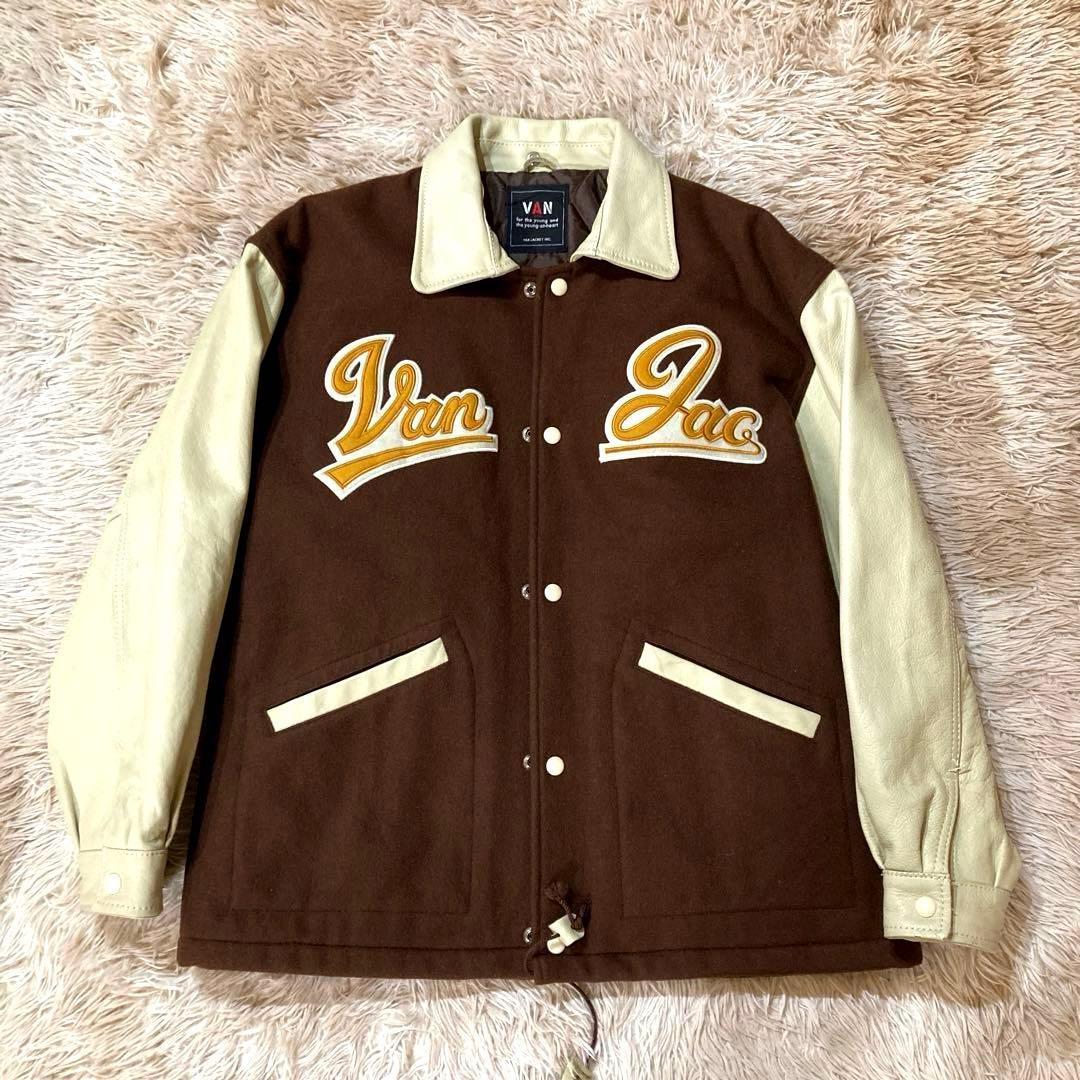 【良品】 VAN JACKET L相当　ウール スタジャン／袖牛革レザー