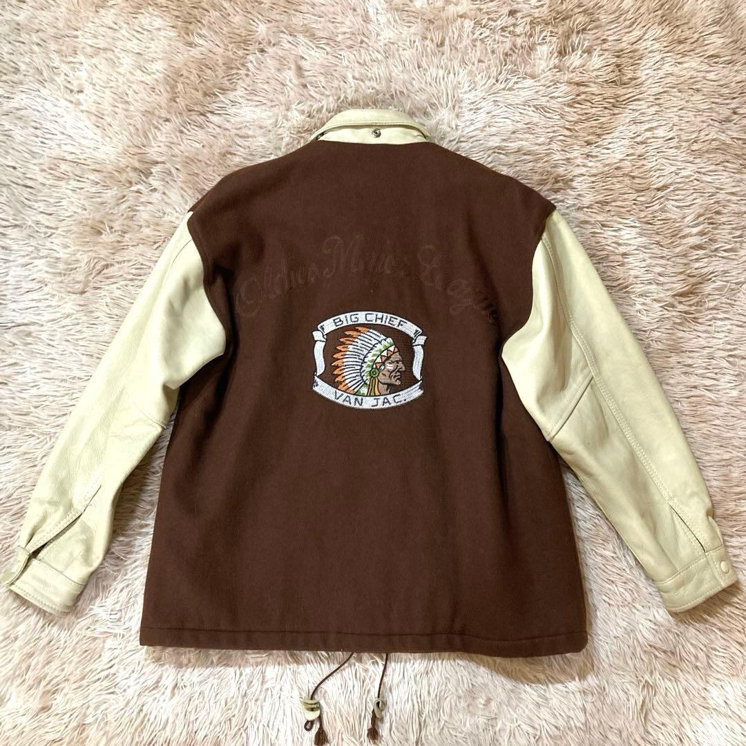【良品】 VAN JACKET L相当　ウール スタジャン／袖牛革レザー