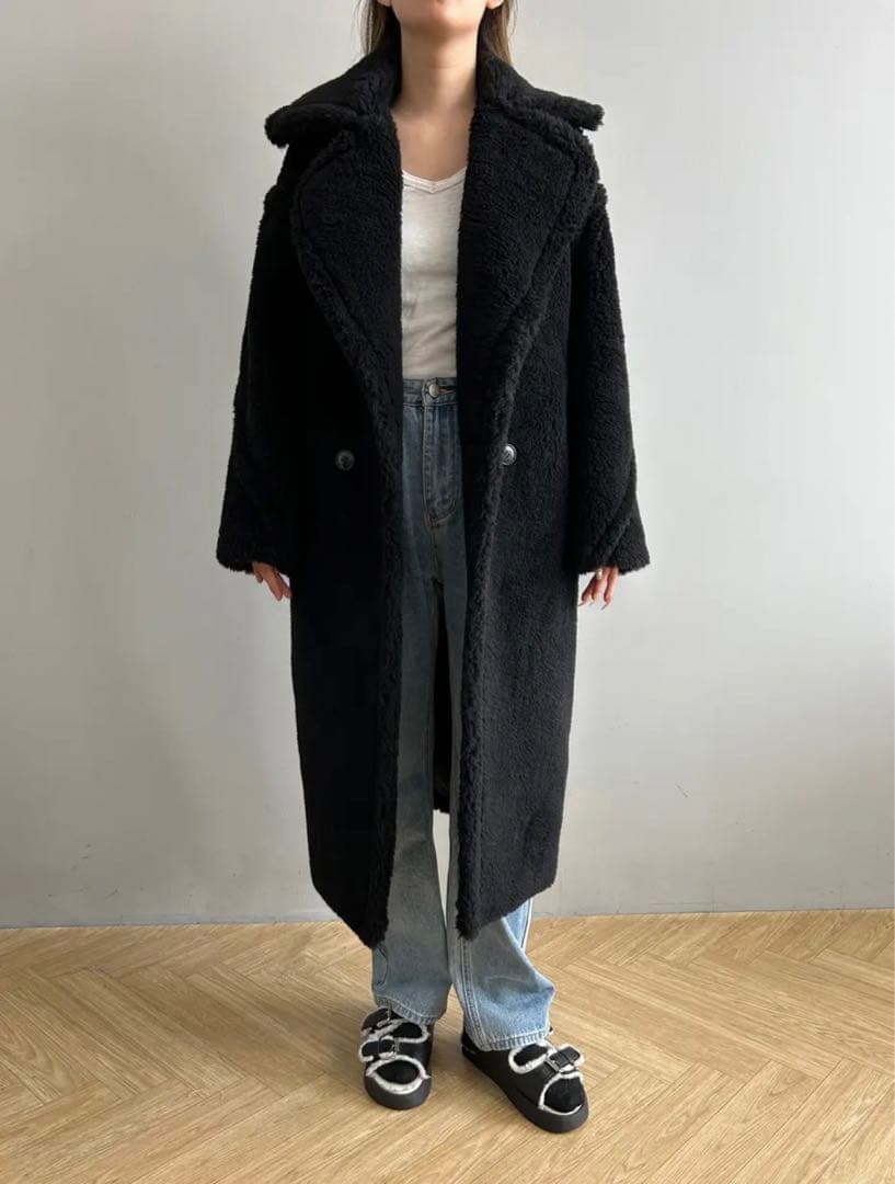新品未使用 ベアロングコート テディコート ブラック