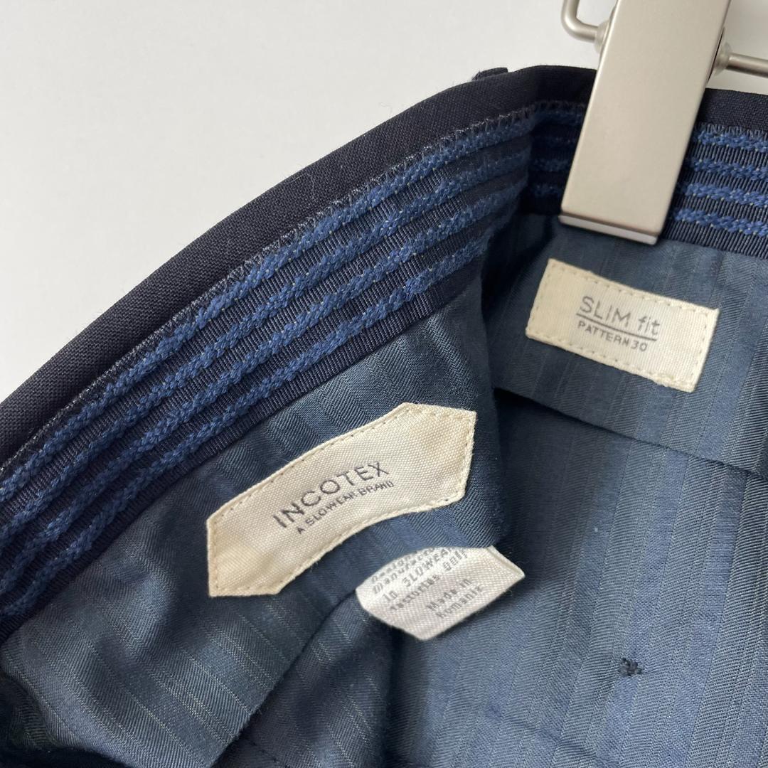 INCOTEX 46 (jb) スリムフィット スラックス パンツ ネイビー 紺