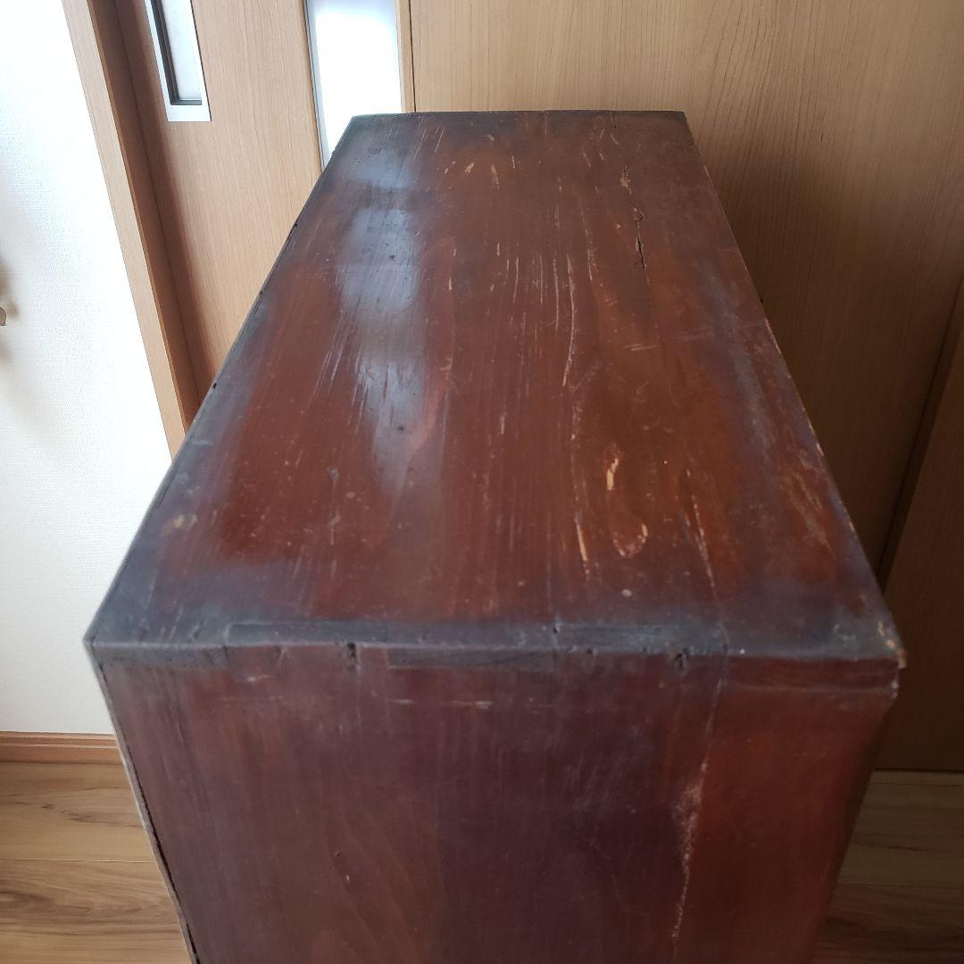 古い木製　ゆらゆらガラス　本棚　食器棚　収納棚　水屋箪笥　古家具