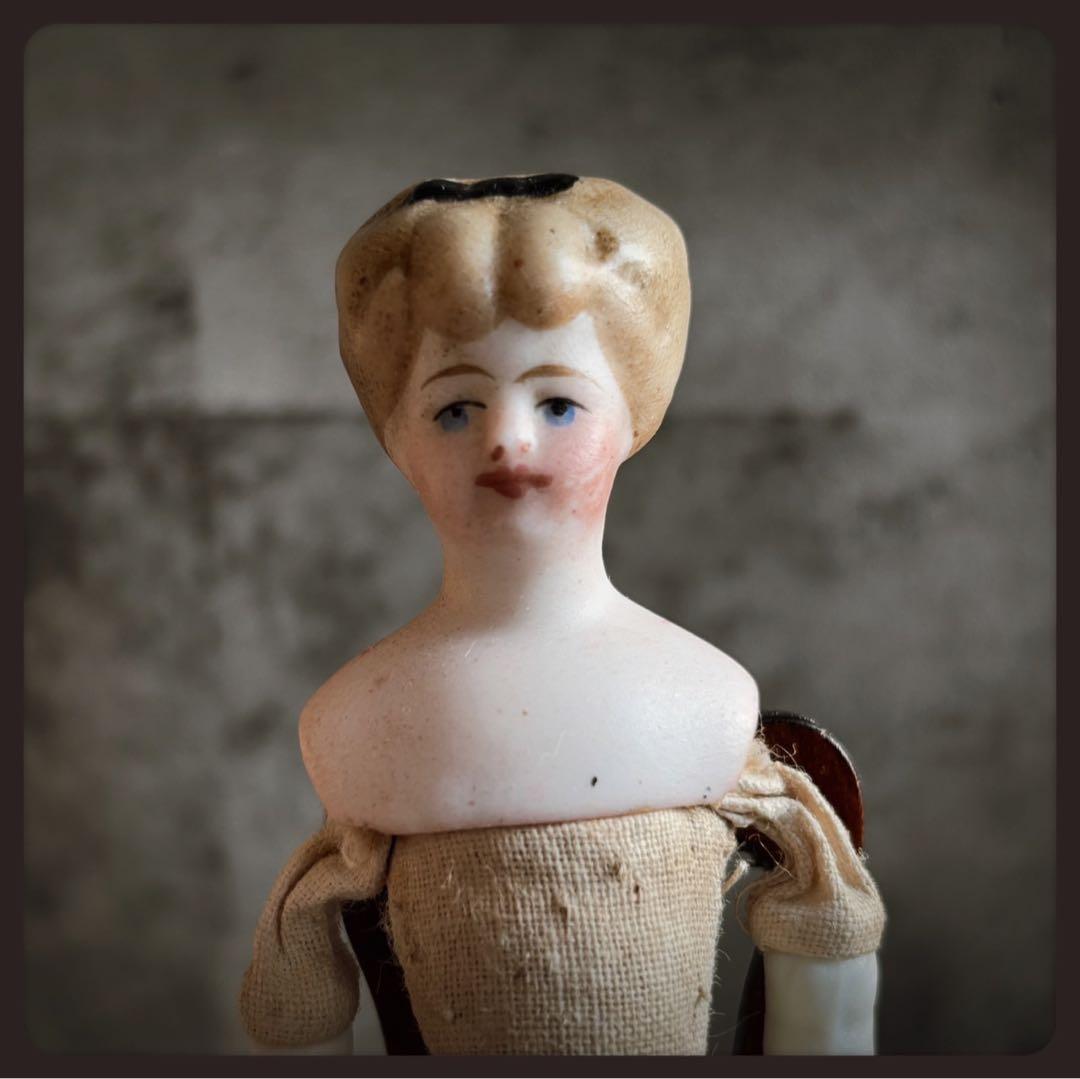 希少アンティーク　 ブラックリボンのパリアンドール ビスクドール