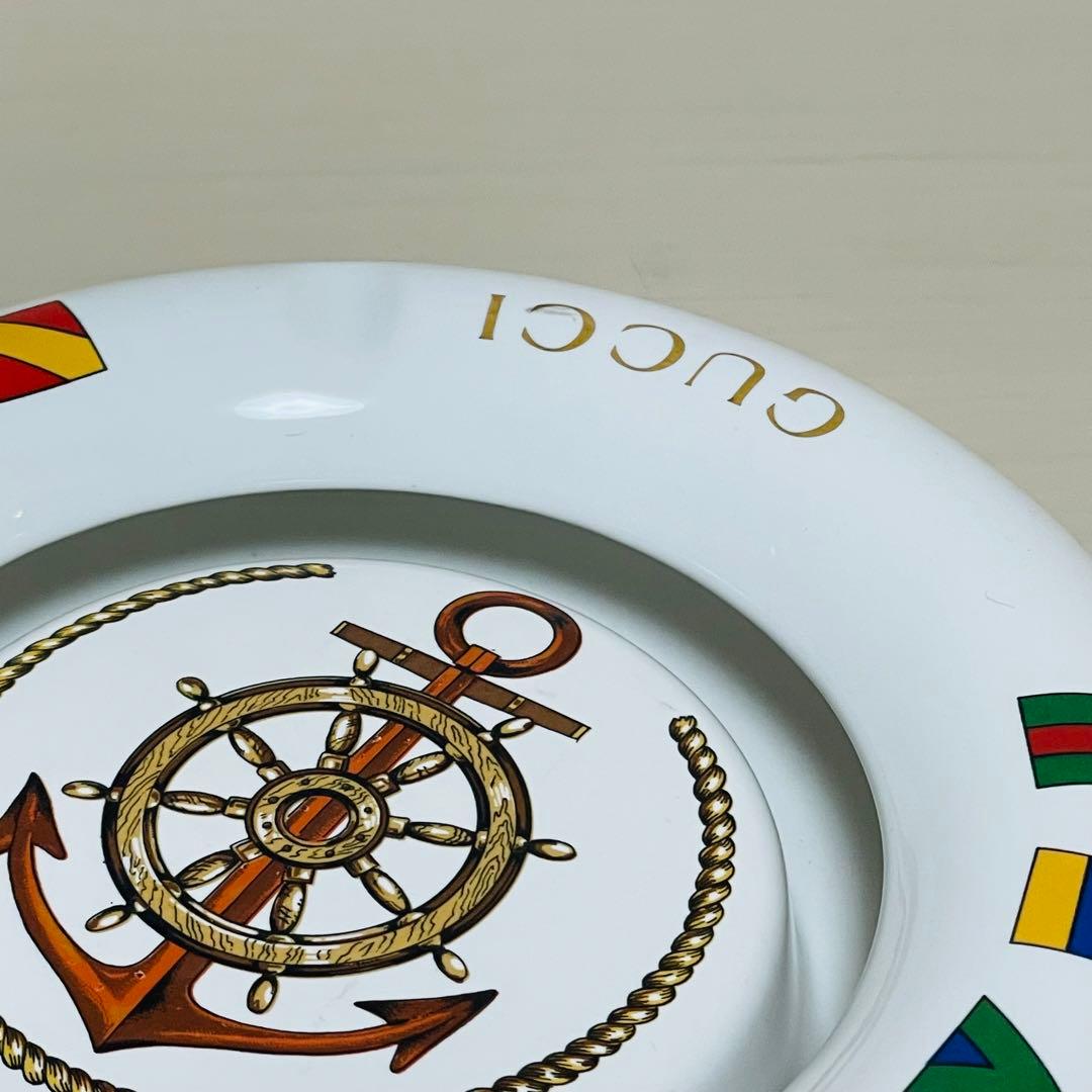 GUCCI オールドグッチ 灰皿 アッシュトレイ イカリ フラッグ 直径18cm