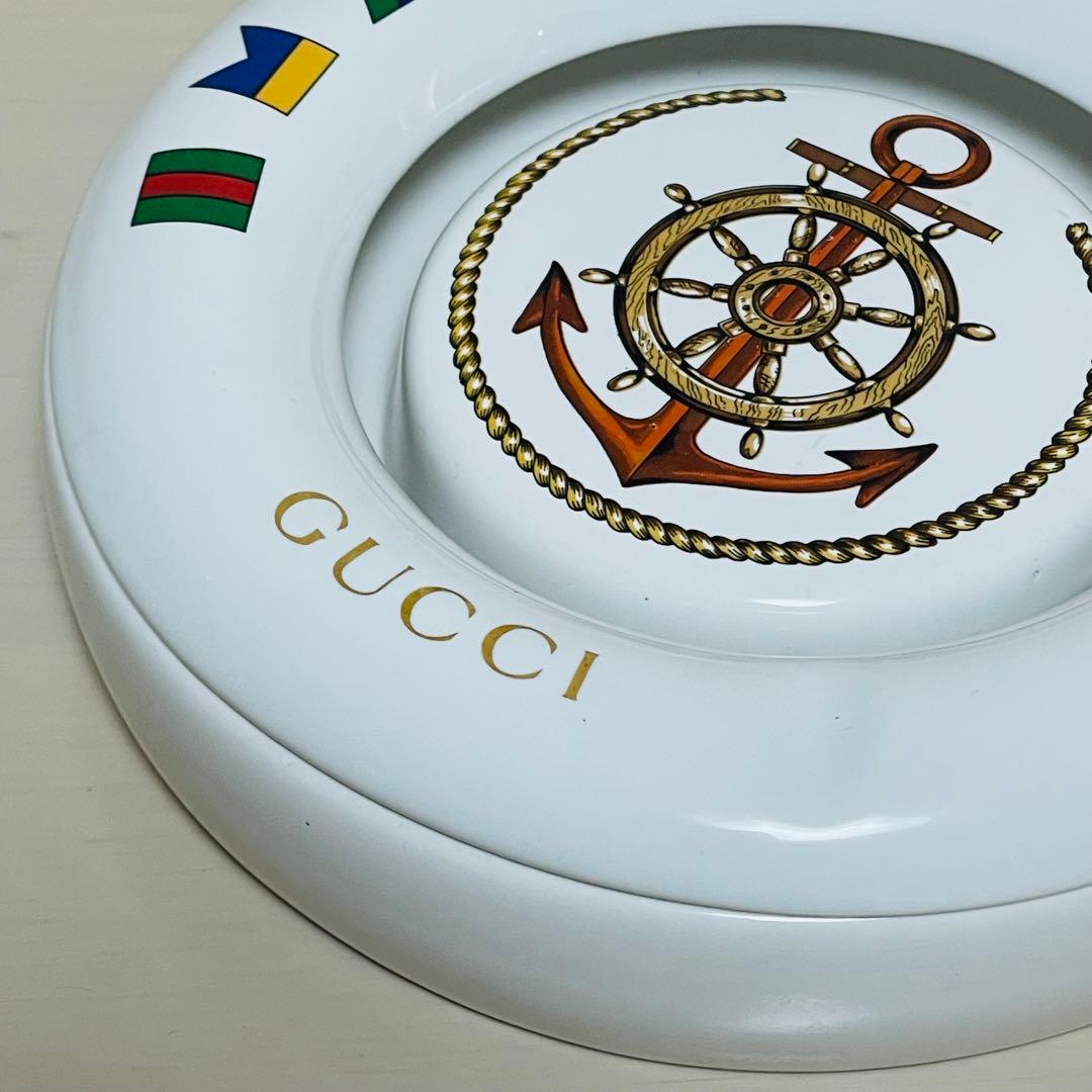 GUCCI オールドグッチ 灰皿 アッシュトレイ イカリ フラッグ 直径18cm