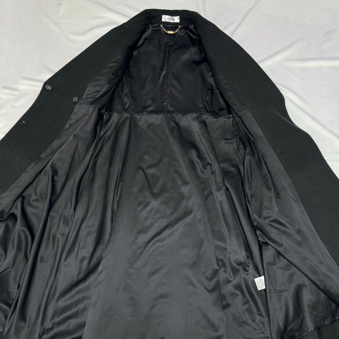 【JENNE】エレガントカラー　フレアコート　ブラック　黒　L