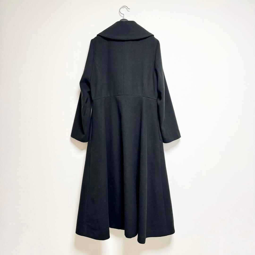 【JENNE】エレガントカラー　フレアコート　ブラック　黒　L