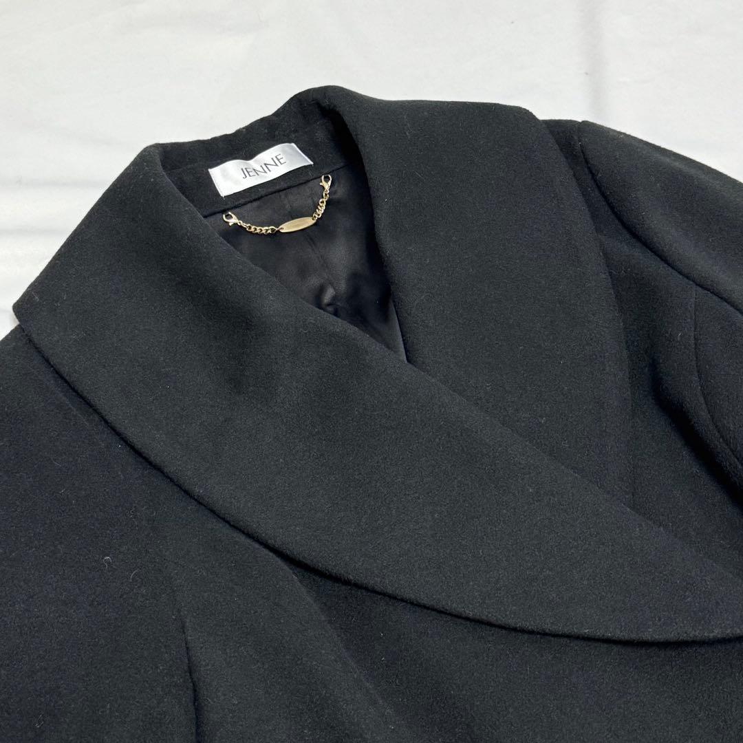 【JENNE】エレガントカラー　フレアコート　ブラック　黒　L