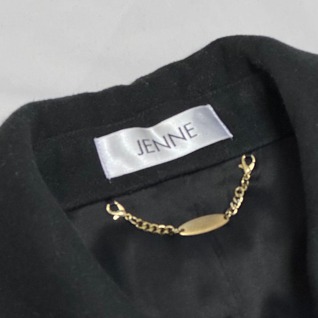 【JENNE】エレガントカラー　フレアコート　ブラック　黒　L