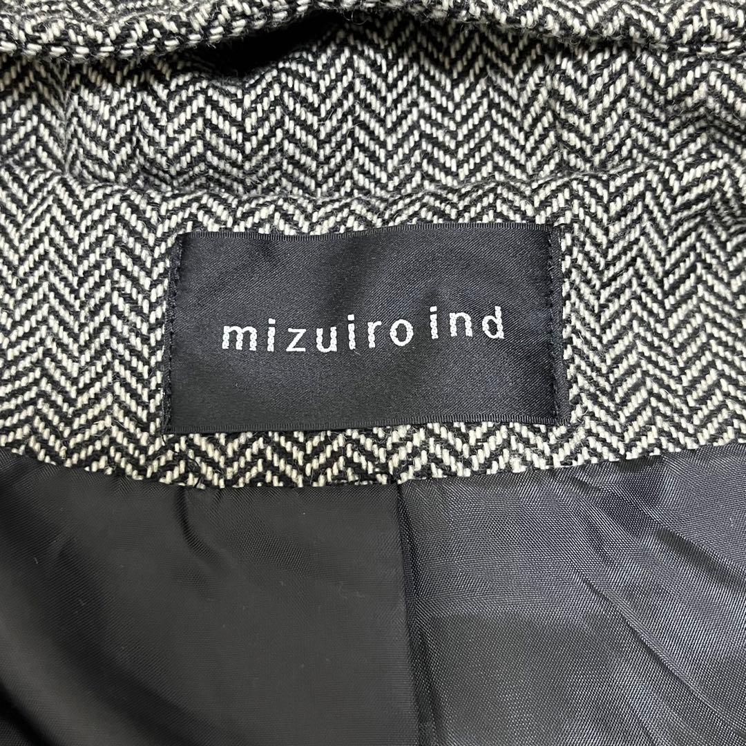 mizuiroind 24FW フード付きワイドコート ヘリンボーン M51