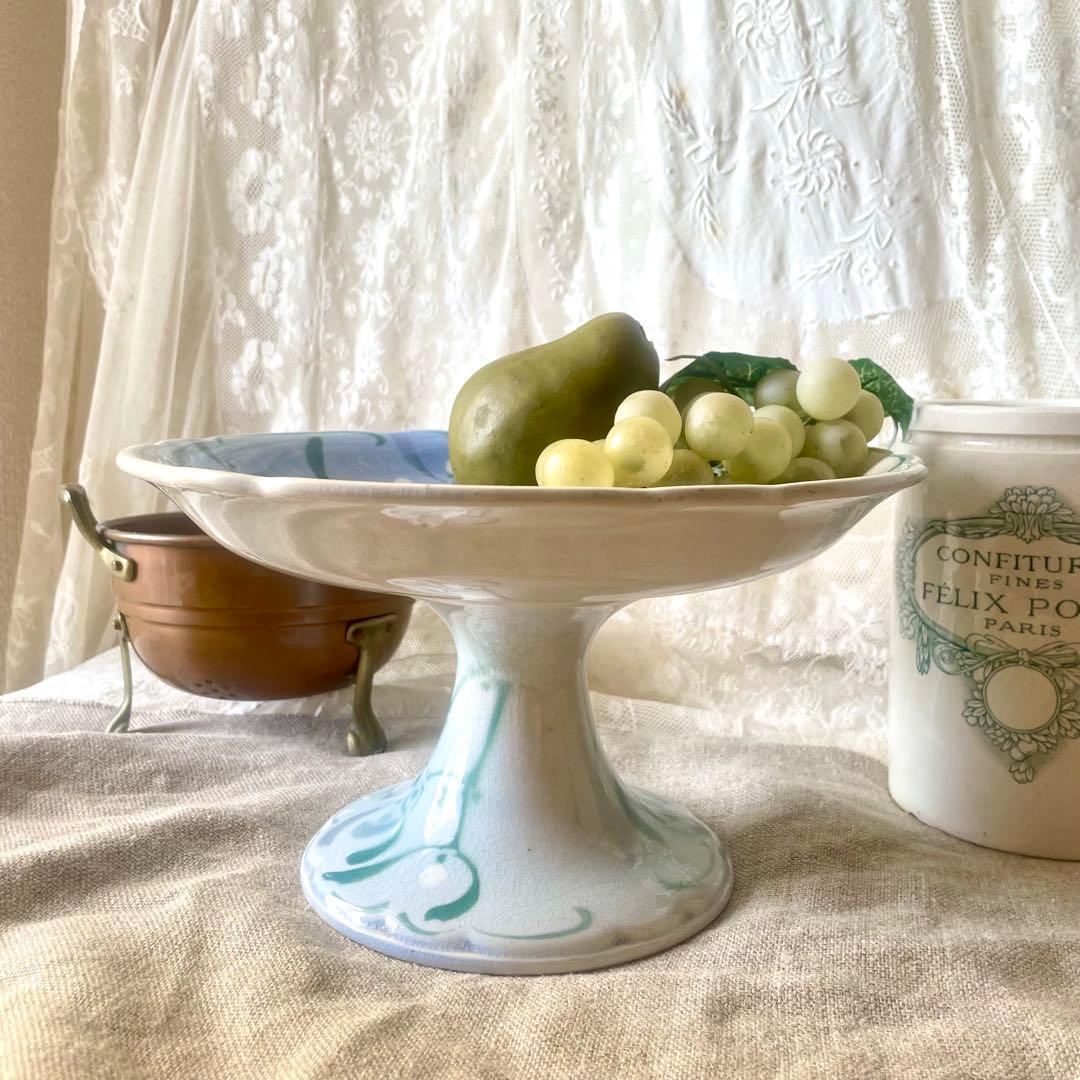 【レア希少】ヤドリギ柄コンポティエ　リュネヴィル　フランスアンティークコンポート