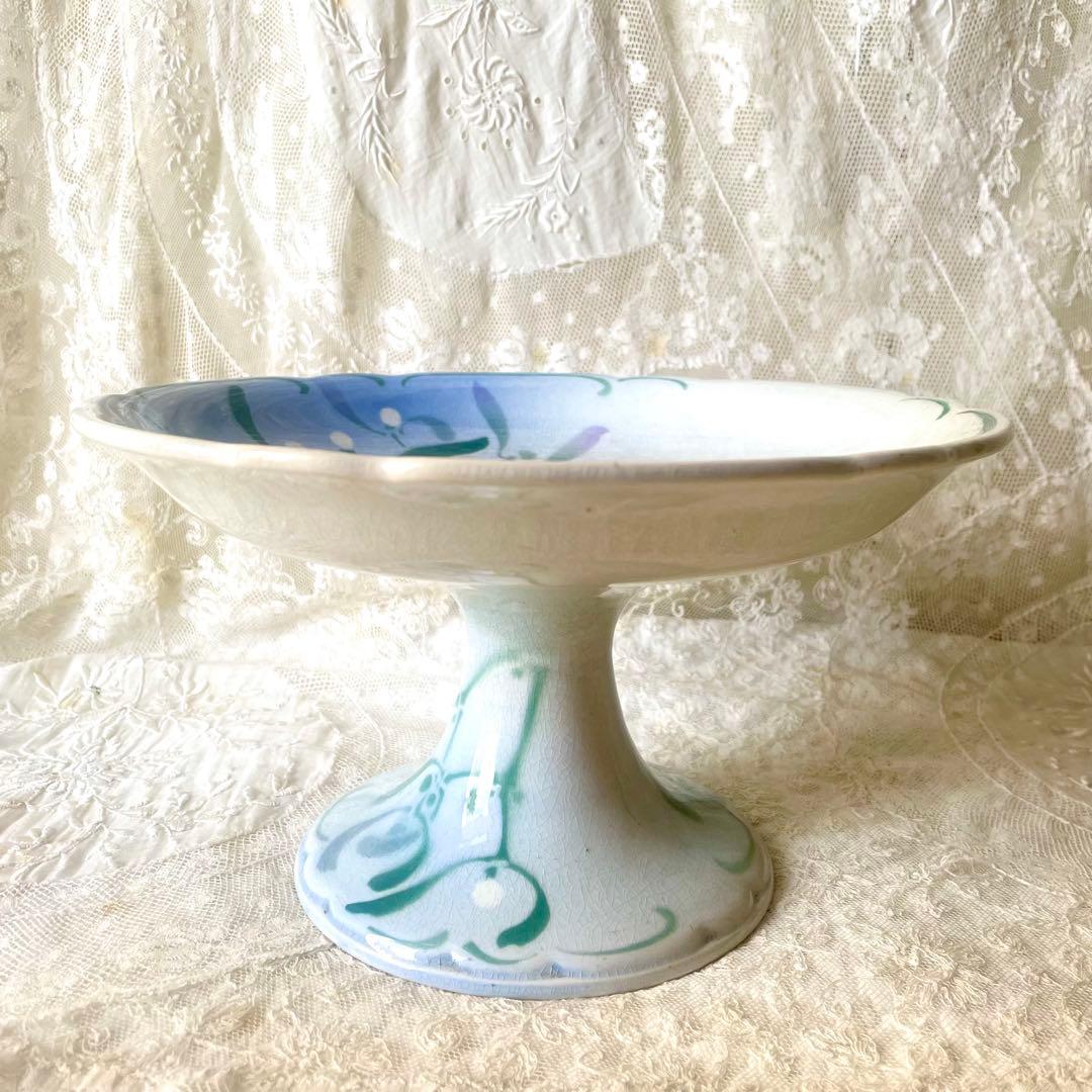 【レア希少】ヤドリギ柄コンポティエ　リュネヴィル　フランスアンティークコンポート