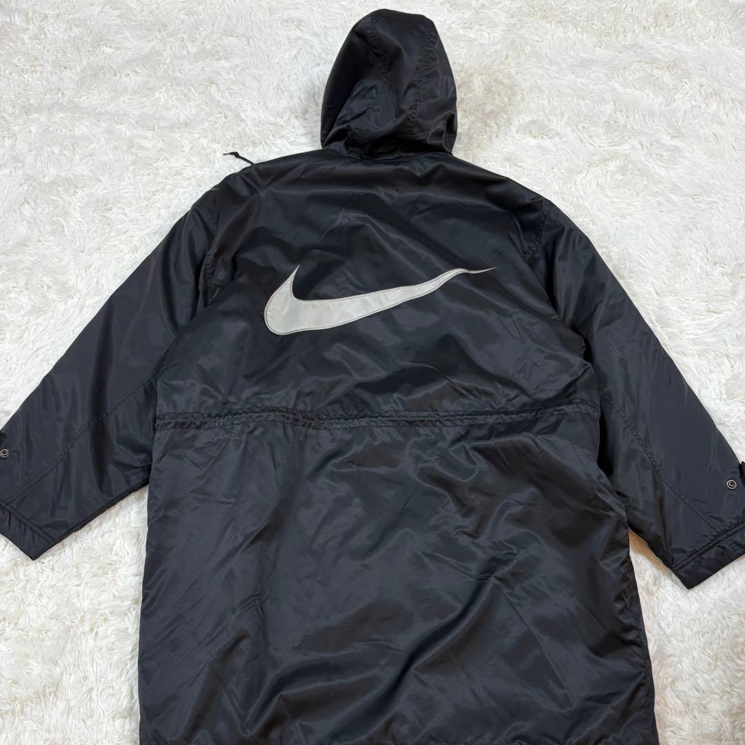 NIKE 銀タグ ベンチコート XL 黒 ロング ビッグスウッシュ - メルカリ