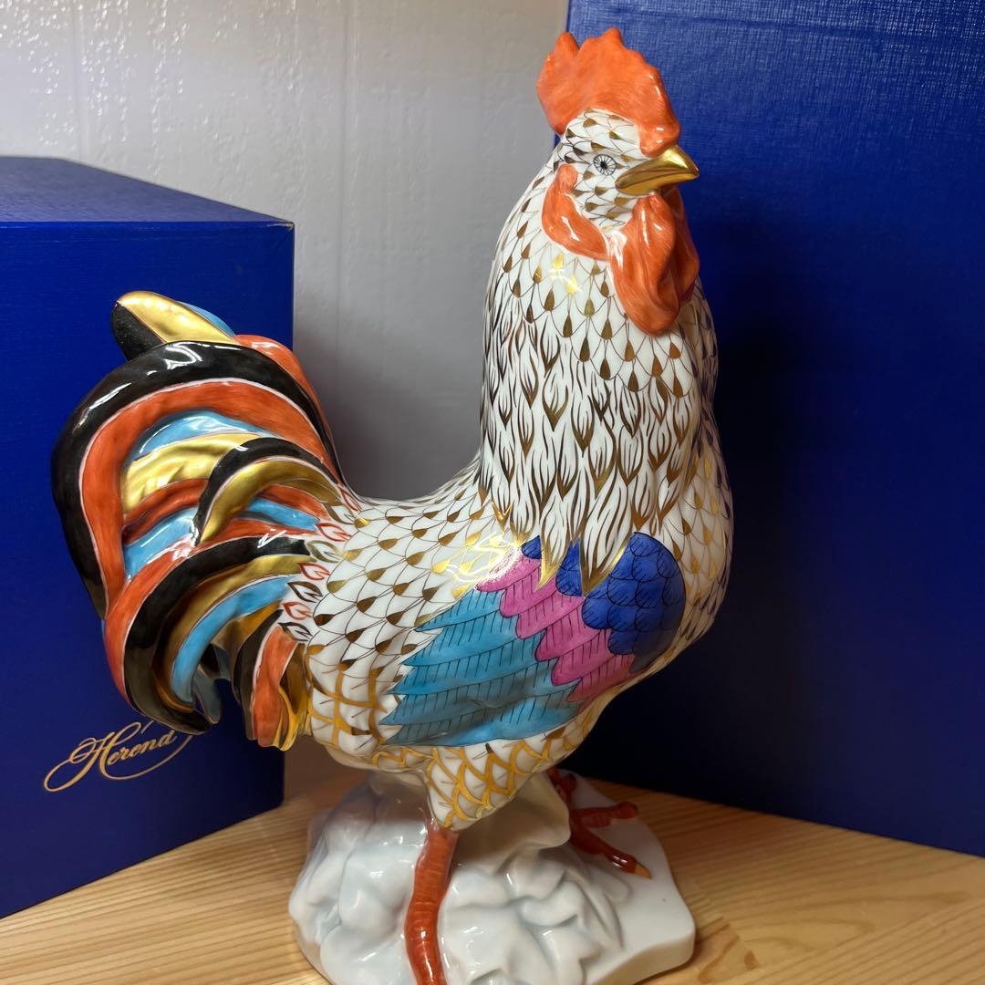 ★お値下げ終了間近★【レア】【絶版作品】【特大】ヘレンド　ニワトリ干支酉　置物