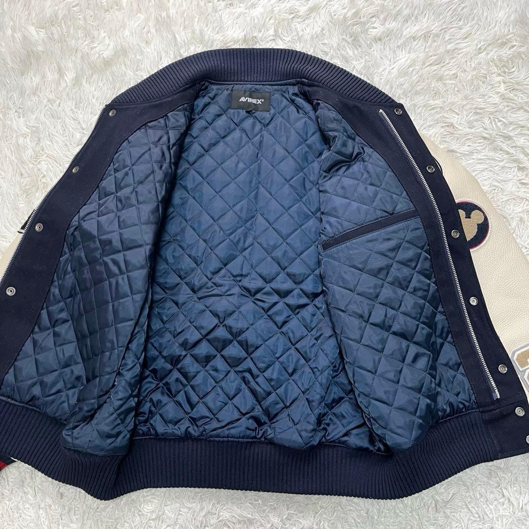 限定品　AVIREX×DISNEY　ミッキー　スタジャン　袖レザーLワッペン美品