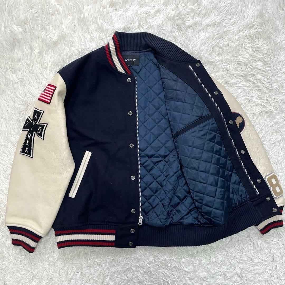 限定品　AVIREX×DISNEY　ミッキー　スタジャン　袖レザーLワッペン美品