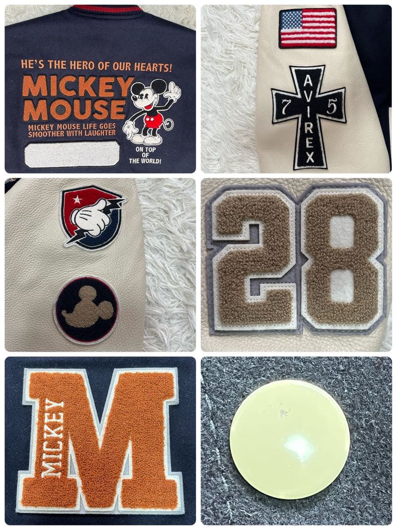 限定品　AVIREX×DISNEY　ミッキー　スタジャン　袖レザーLワッペン美品