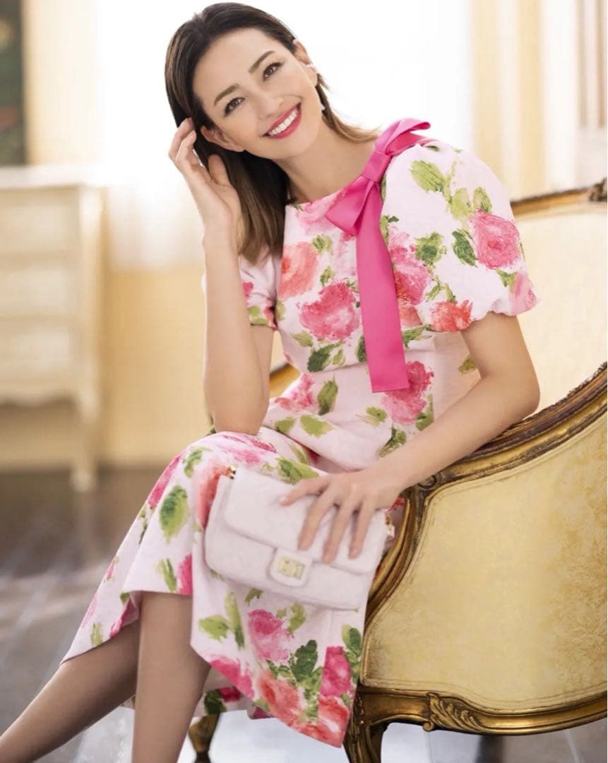 エムズグレイシー　フラワープリントレディライクドレス　ワンピース　40サイズ