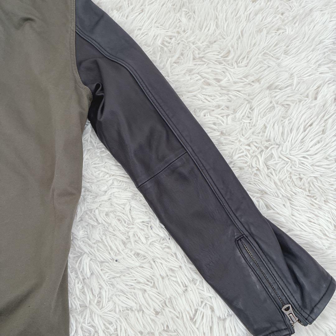 VIRGO モッズコート 変形デザイン ファー カウレザー 切替 カーキ 3