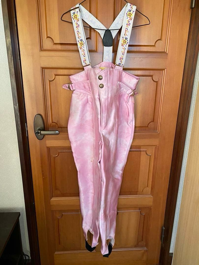 レディースM　90年代初期　スキーウェア　花柄　ピンク　上下　下のみジャパーナ