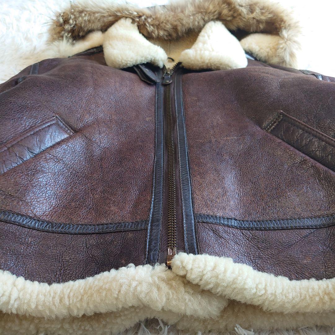 B-3 ムートン ミリタリー フライトジャケット フード付き L相当 - メルカリ