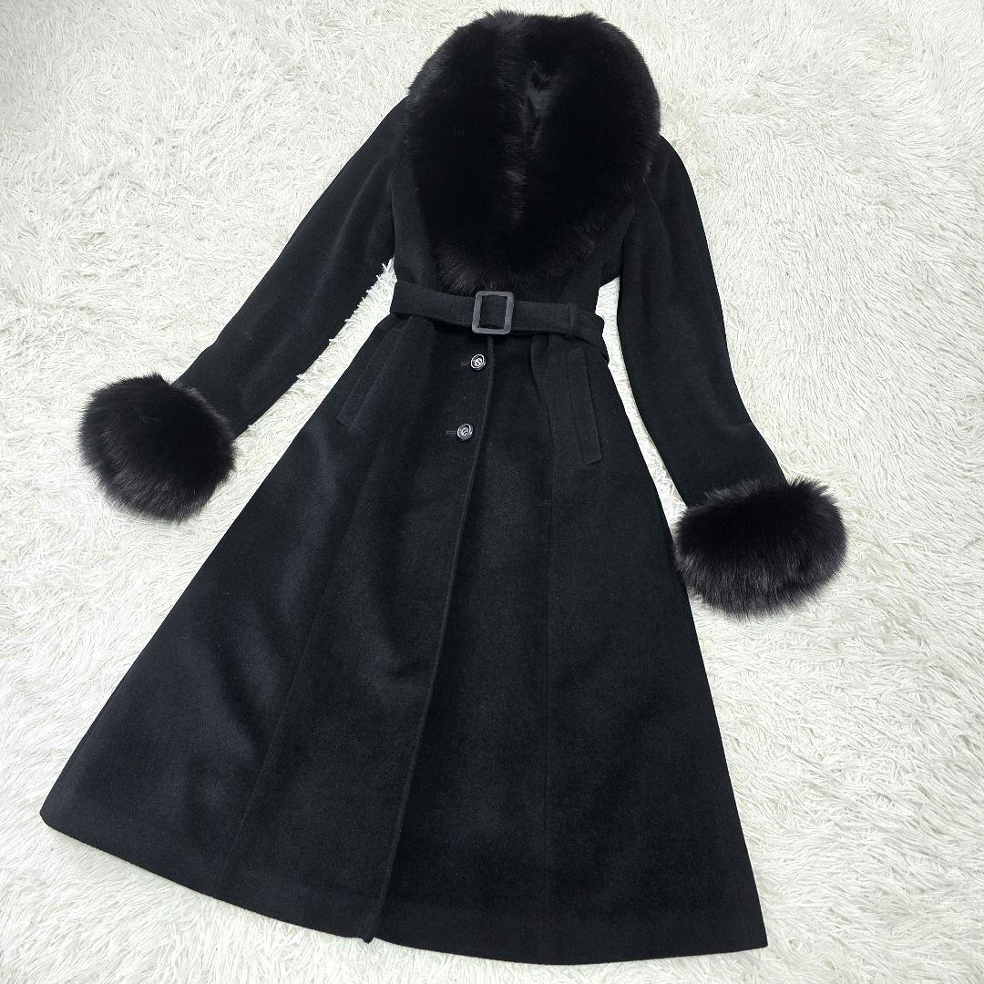 美品✨マテリア ロングコート フォックスファー アンゴラ 38 ブラック