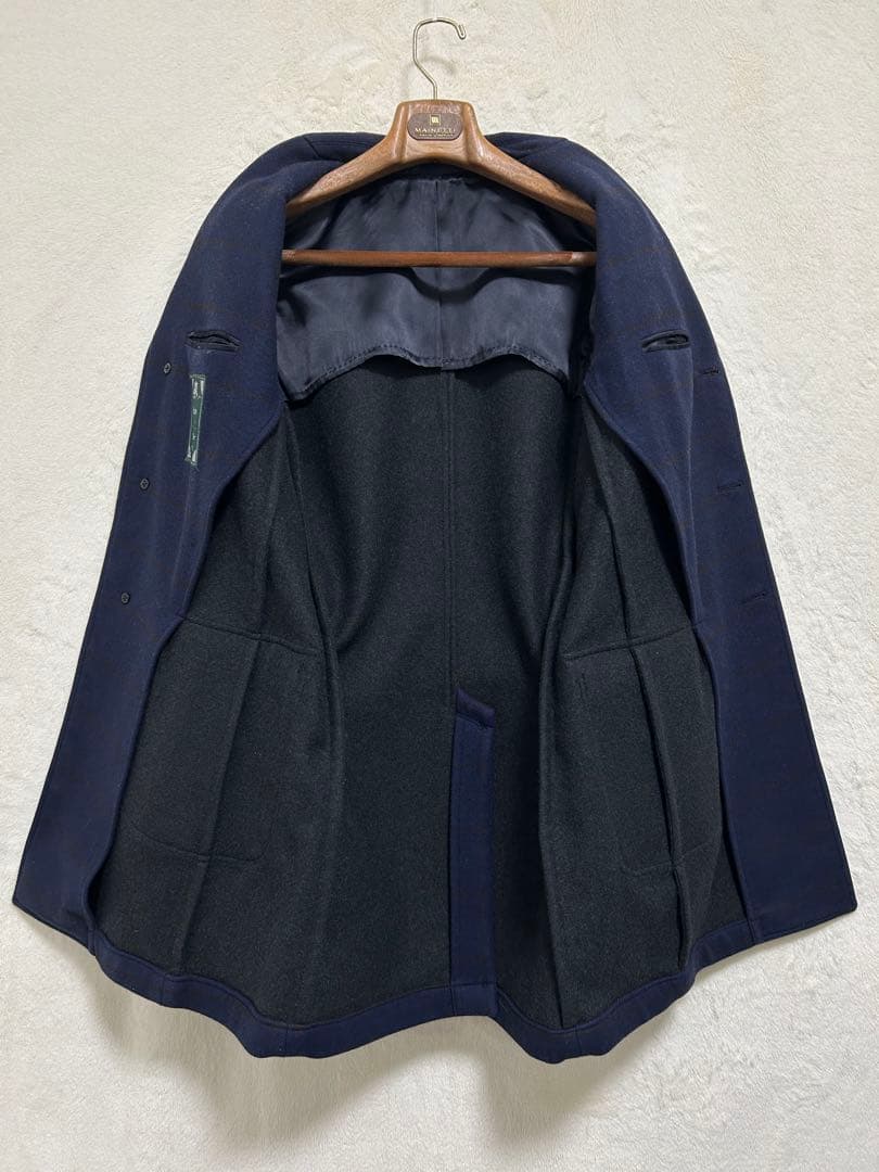 【美品】L.B.M.1911 メンズ チェスターコート 48 L ブルー×茶