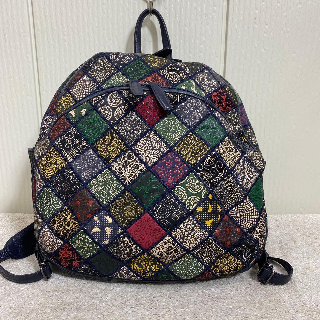印傳屋 江戸三紅印傳 リュック バックパック パッチワーク風 - メルカリ