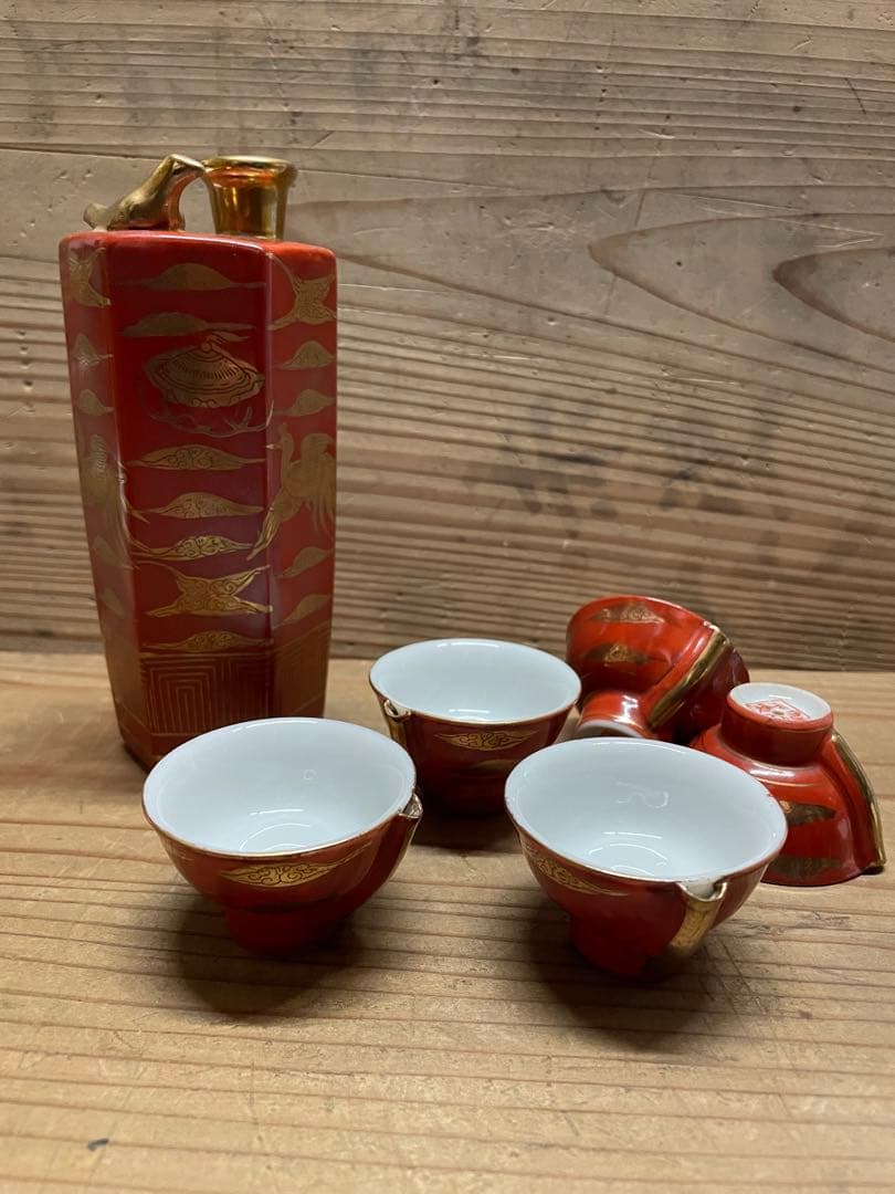 九谷永楽　鶯徳利【m1414 鳴き徳利　鳴き猪口　骨董　酒器　レア　九谷焼 】