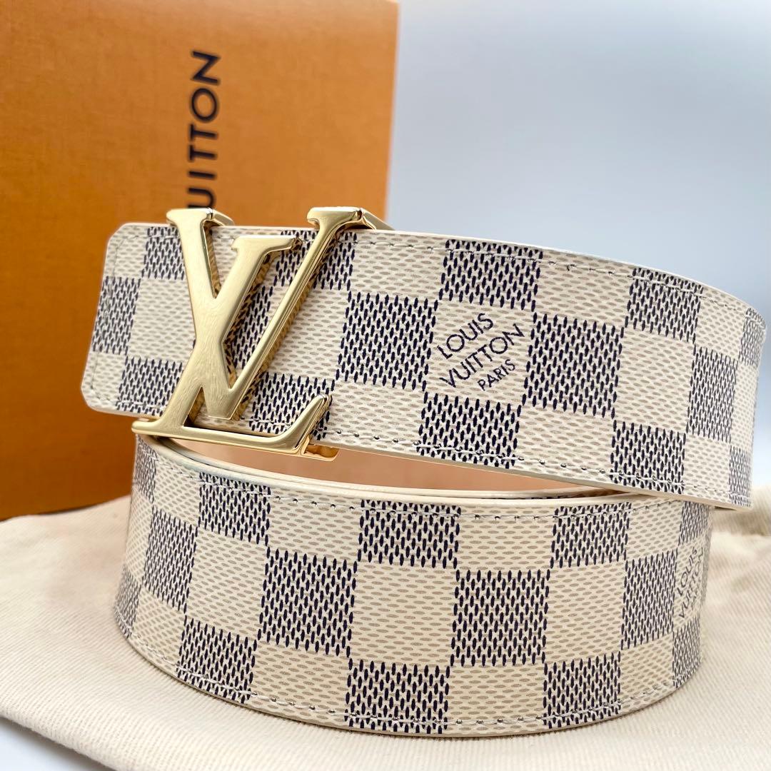 美品★ルイヴィトン　サンチュール　ダミエアズール　LVイニシャル　レザーベルト